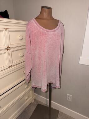 Angie’s Vintage Distressed Oversized Shirt Blouse Pink Size 2X